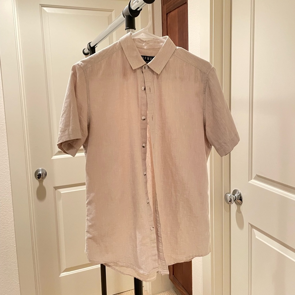 Topman Cream Short Sleeve Shirt, size small